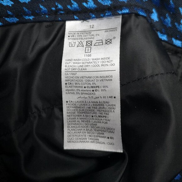 Old Navy Pixie Slim Leg Ladies Size 12 Royal Blue & Black Houndstooth Pants - Picture 8 of 14